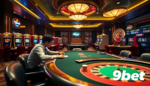 Experience thrilling gameplay at 9bet's luxurious casino with vibrant tables and exciting odds.