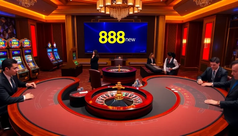 Experience the thrilling ambiance of 888new's online gambling with engaging casino visuals.