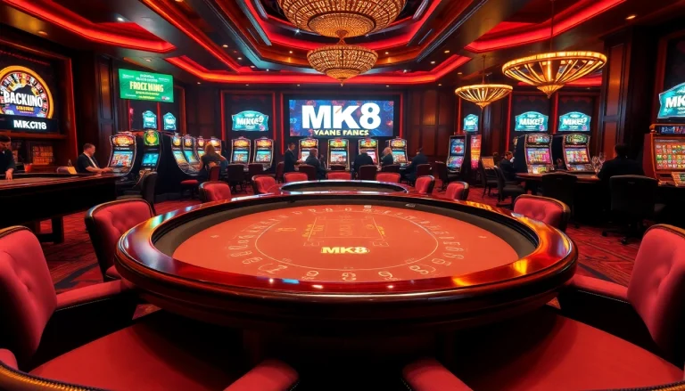 Players engaging in thrilling gambling at an MK8 casino table, showcasing high-stakes excitement.