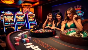 Experience the thrill of gameplay with 789club featuring vibrant casino tables, poker chips, and a roulette wheel.