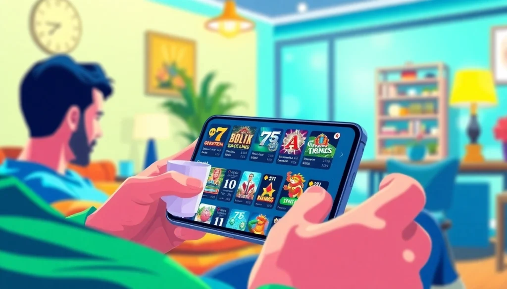 Interactive mobile betting experience on 77EE, showcasing diverse games and user engagement.