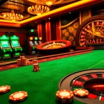 Engaged gamblers strategizing at a luxurious casino table featuring kp88-themed elements.