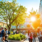 Nisantasi University apply: Students collaborating in a vibrant campus environment showcasing modern education.