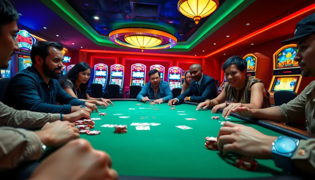 Exciting poker game scene at sbobet.dance, showcasing vibrant casino atmosphere.