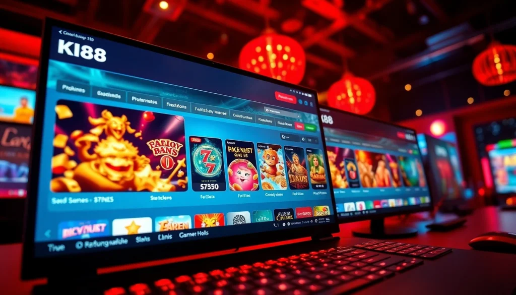 K88 online gambling platform interface showcasing exciting games and vibrant graphics.