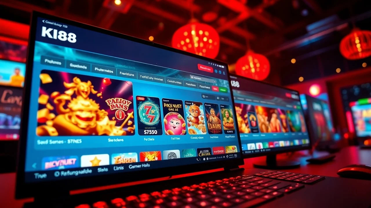 K88 online gambling platform interface showcasing exciting games and vibrant graphics.