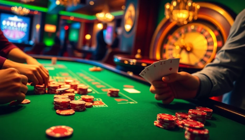 Action-packed scene of players enjoying high-stakes games at 789f casino.