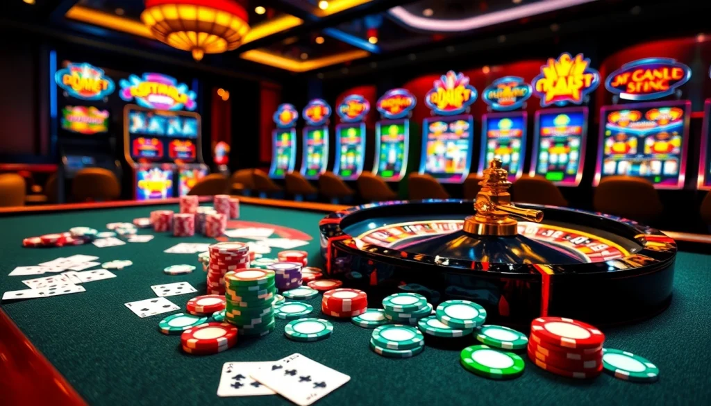 Experience the thrill of uu88 with vibrant casino visuals featuring poker chips and a roulette wheel.