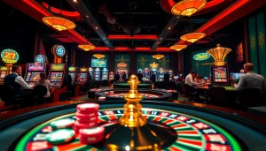 Sumvip players enjoying a lively casino atmosphere with vibrant tables and exciting games.