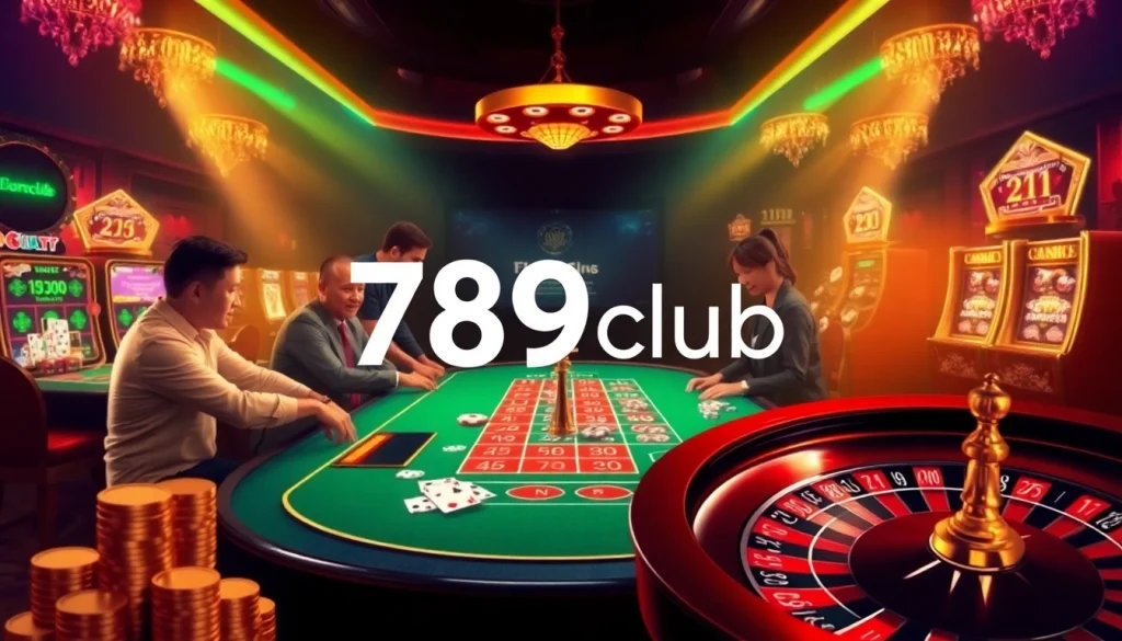 Engaging action at 789club's luxurious online casino with vibrant tables and players.