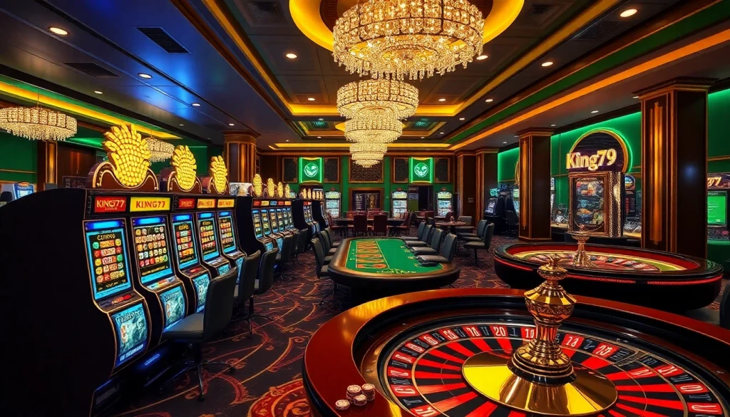 Experience thrilling gameplay at king79 with vibrant slot machines and elegant casino tables.
