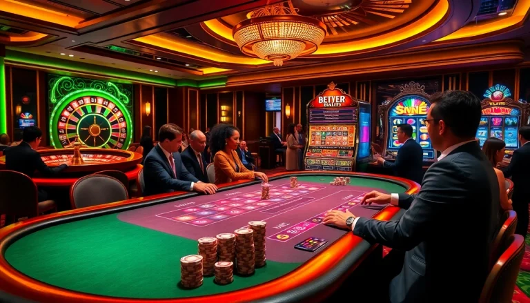 S8 gaming excitement at a luxurious casino poker table with vibrant colors and high stakes.