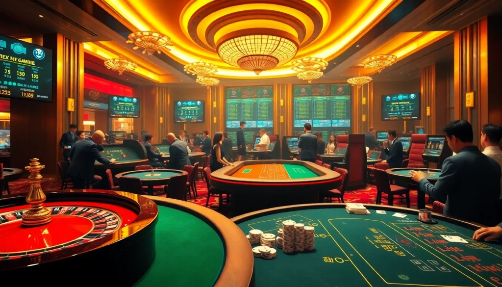 Engaging casino gaming scene illustrating excitement of 包网 platforms with players at tables.