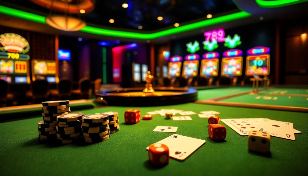 Experience the thrill of winning at 789club with vibrant poker chips and an exciting casino table setting.