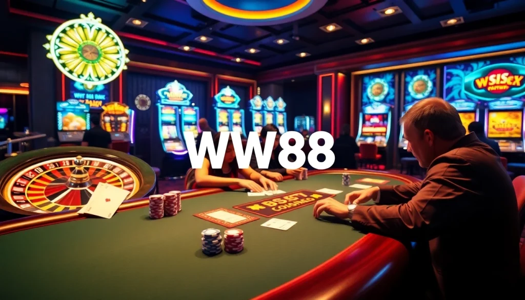 Experience the excitement of gambling at WW88 with vibrant casino visuals and high-stakes tables.