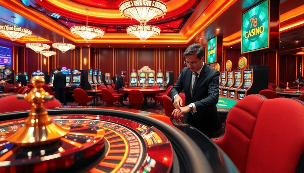 Experience thrilling gaming action at ZX88 with vibrant roulette wheels and exciting high-stakes poker.