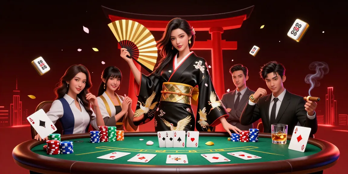 Experience the thrill of gaming with SC88 Link featuring an elegant Asian woman amidst poker elements and rich details.